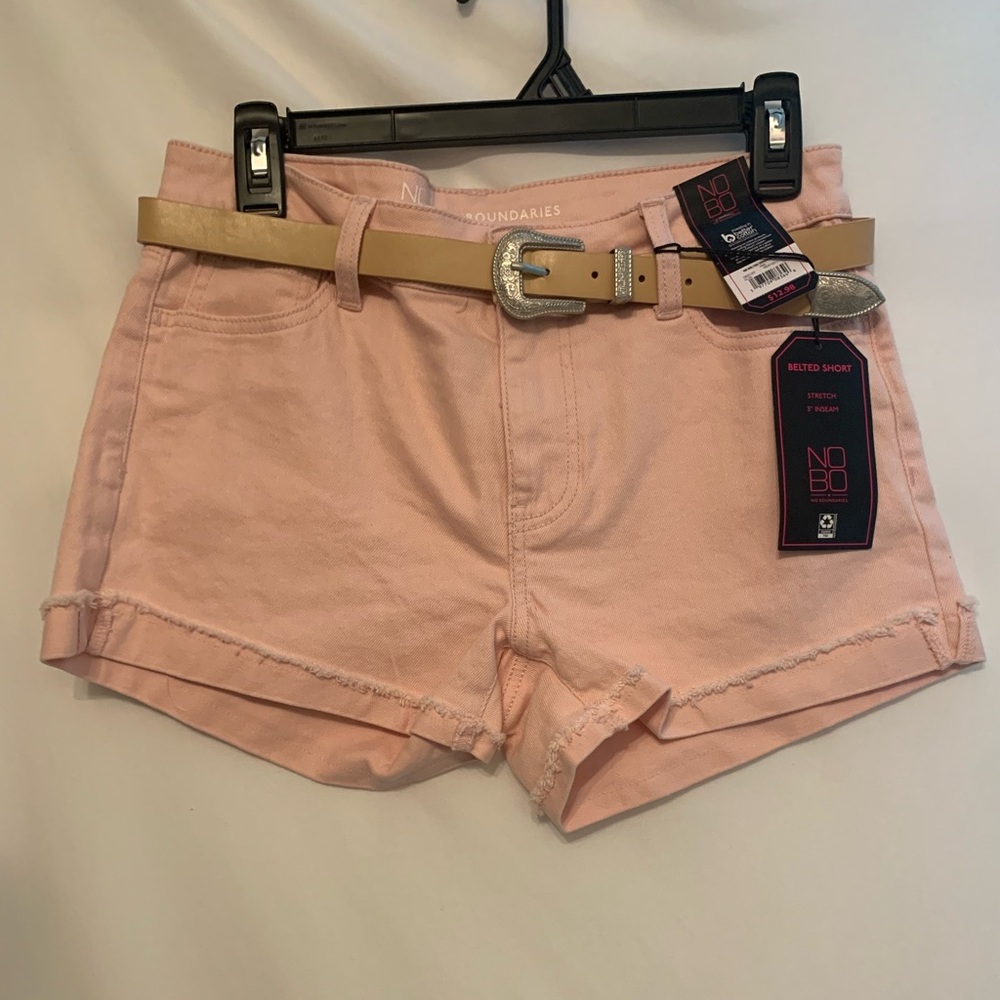 No Boundaries Belted Denim Shorts